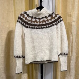 NICHOLAS Cream and Brown Turtleneck Sweater